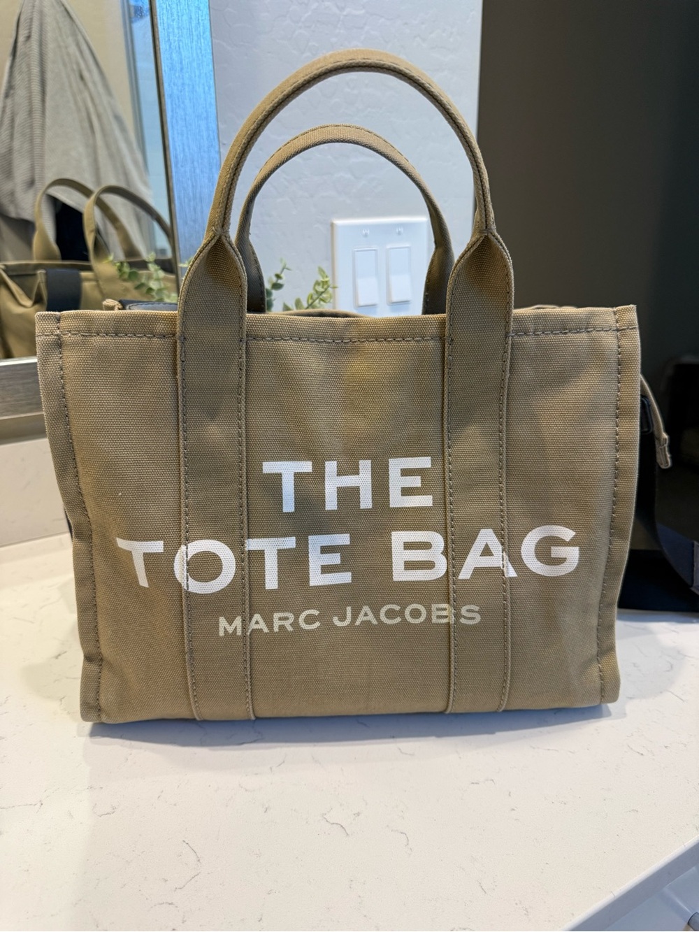 Marc Jacobs Canvas Tote Bag in Olive and White Logo